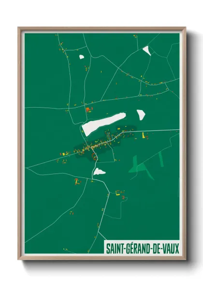 Une affiche de carte sur Saint-Gérand-de-Vaux