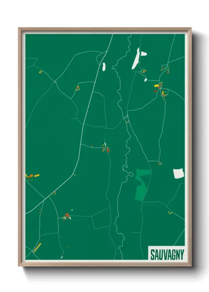Une affiche de carte sur Sauvagny