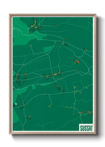 Une affiche de carte sur Sussat