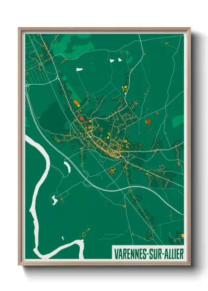 Une affiche de carte sur Varennes-sur-Allier
