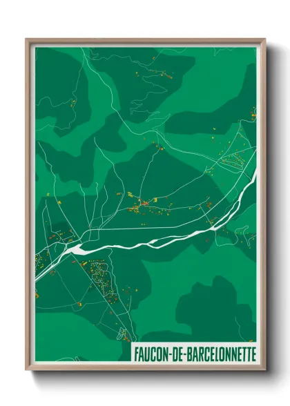 Une affiche de carte sur Faucon-de-Barcelonnette