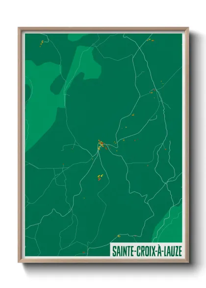 Une affiche de carte sur Sainte-Croix-à-Lauze