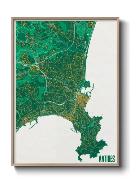 Une affiche de carte sur Antibes
