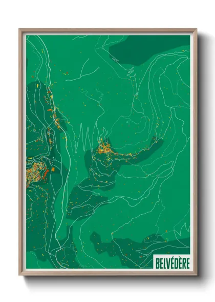Une affiche de carte sur Belvédère