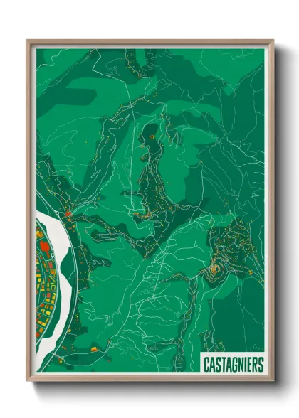 Une affiche de carte sur Castagniers