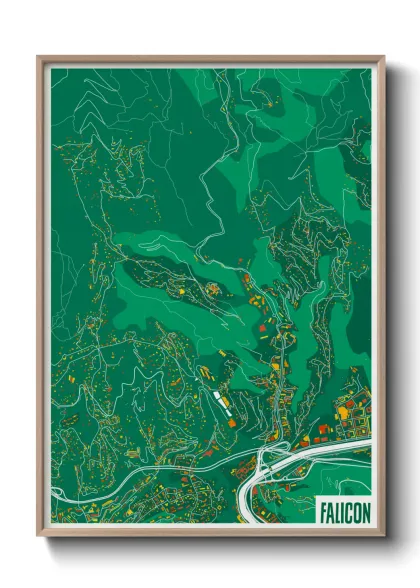 Une affiche de carte sur Falicon