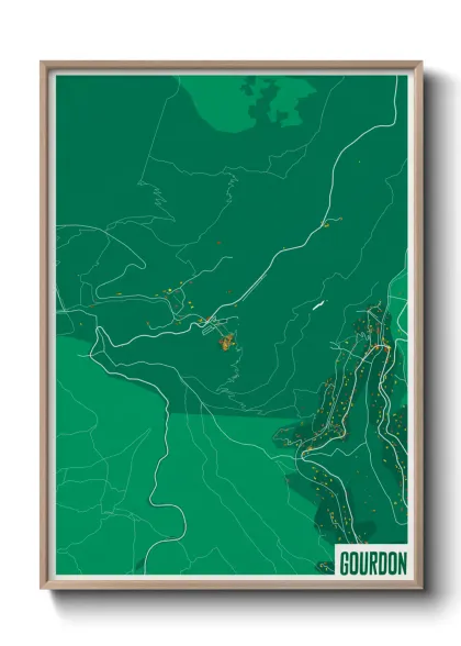 Une affiche de carte sur Gourdon