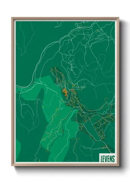 Une affiche de carte sur Levens