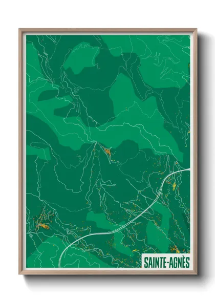 Une affiche de carte sur Sainte-Agnès