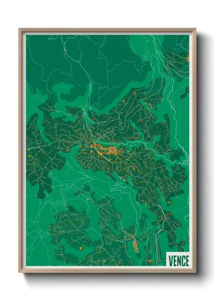 Une affiche de carte sur Vence