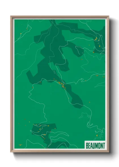 Une affiche de carte sur Beaumont