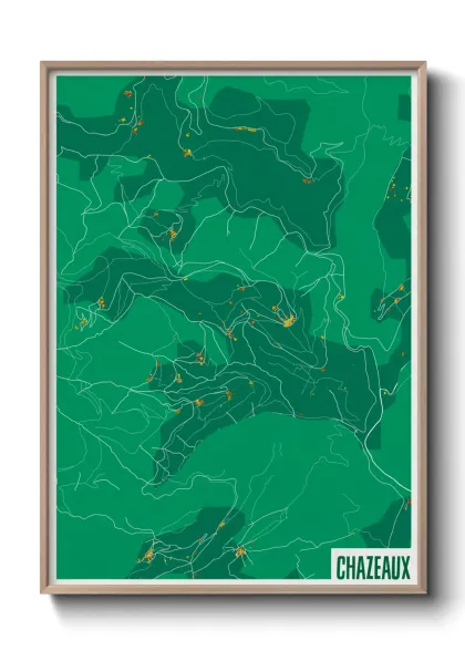 Une affiche de carte sur Chazeaux