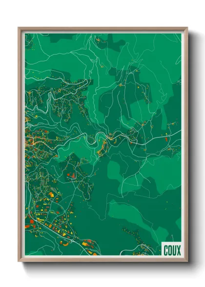 Une affiche de carte sur Coux