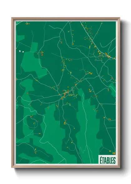 Une affiche de carte sur Étables