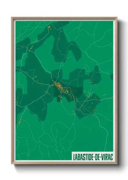 Une affiche de carte sur Labastide-de-Virac