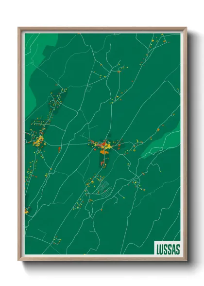 Une affiche de carte sur Lussas