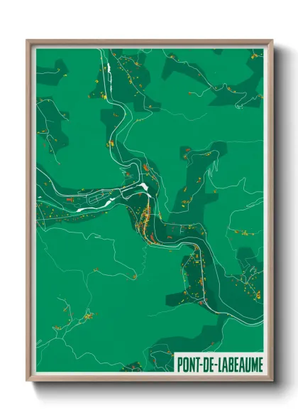 Une affiche de carte sur Pont-de-Labeaume