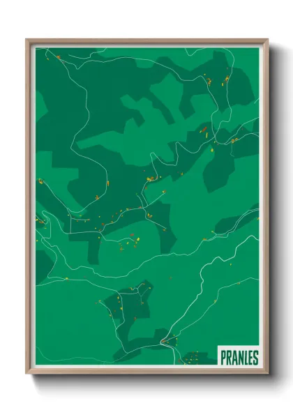 Une affiche de carte sur Pranles