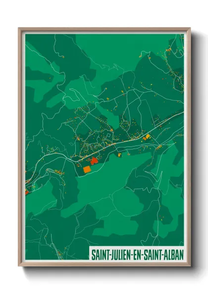 Une affiche de carte sur Saint-Julien-en-Saint-Alban