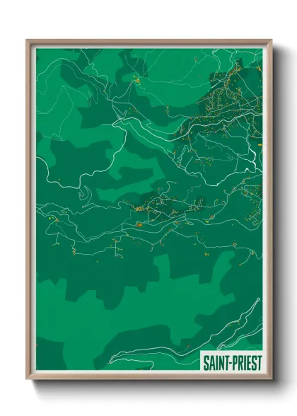 Une affiche de carte sur Saint-Priest