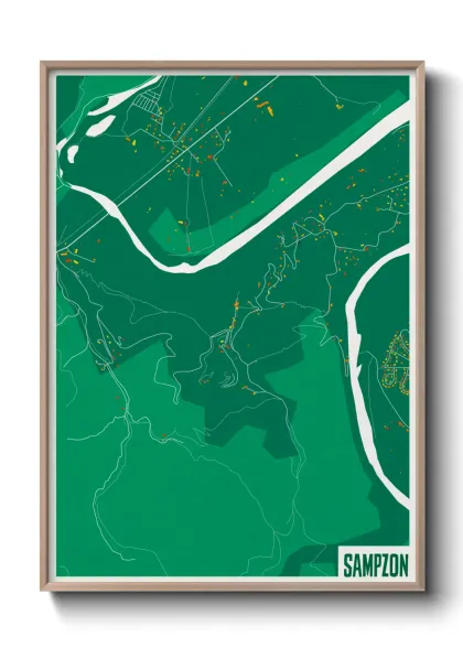 Une affiche de carte sur Sampzon