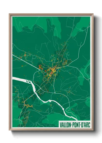 Une affiche de carte sur Vallon-Pont-d'Arc