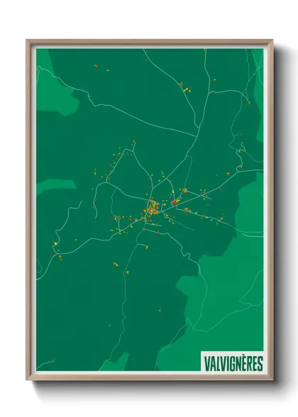 Une affiche de carte sur Valvignères