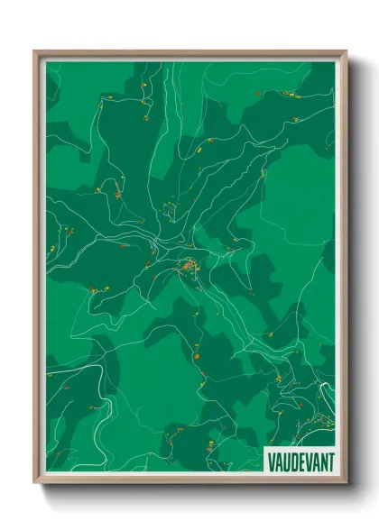 Une affiche de carte sur Vaudevant