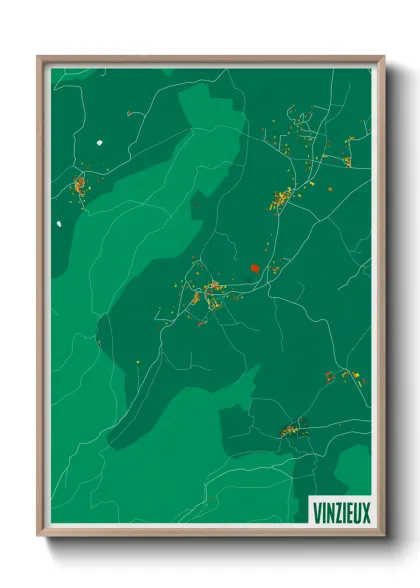 Une affiche de carte sur Vinzieux