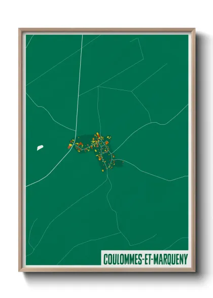 Une affiche de carte sur Coulommes-et-Marqueny