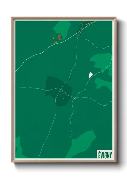 Une affiche de carte sur Évigny