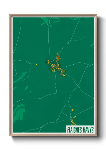 Une affiche de carte sur Flaignes-Havys