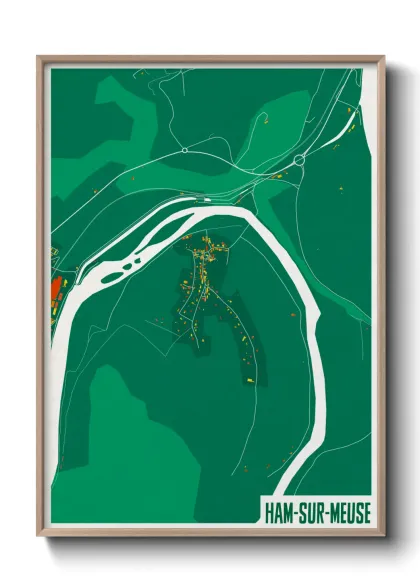 Une affiche de carte sur Ham-sur-Meuse