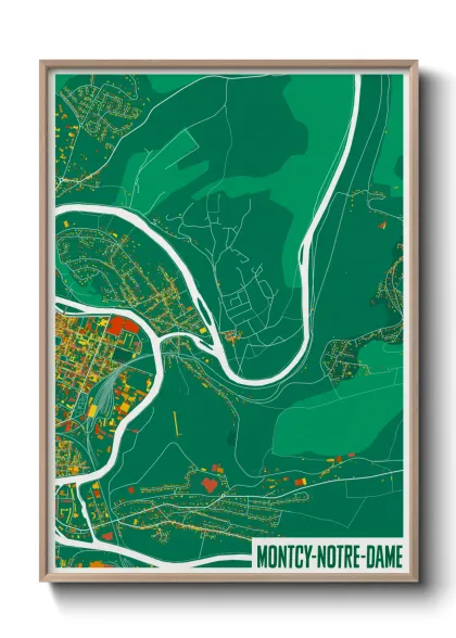 Une affiche de carte sur Montcy-Notre-Dame