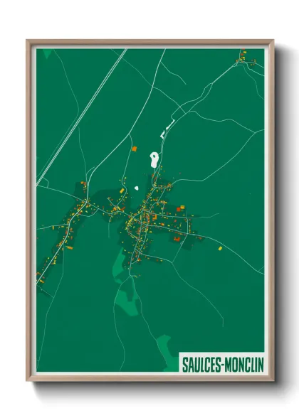 Une affiche de carte sur Saulces-Monclin