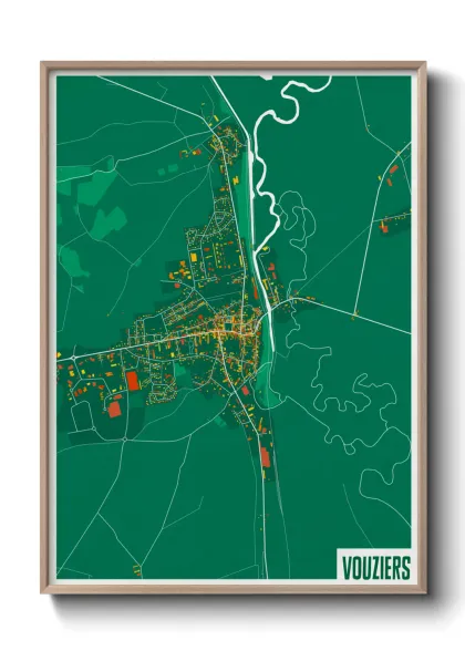 Une affiche de carte sur Vouziers