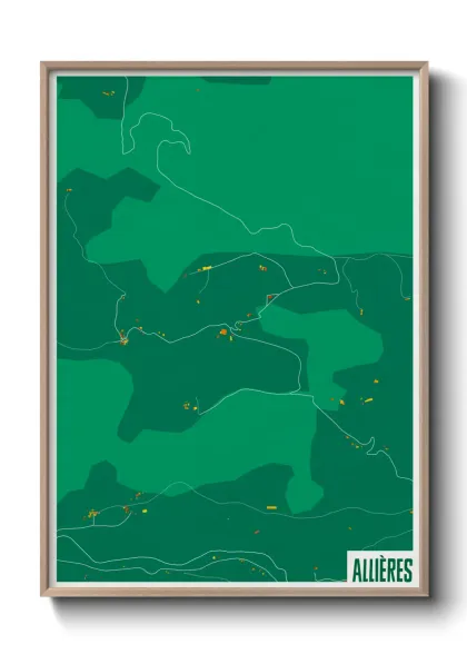 Une affiche de carte sur Allières