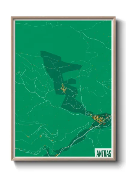 Une affiche de carte sur Antras