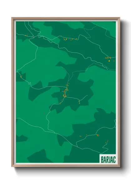 Une affiche de carte sur Barjac