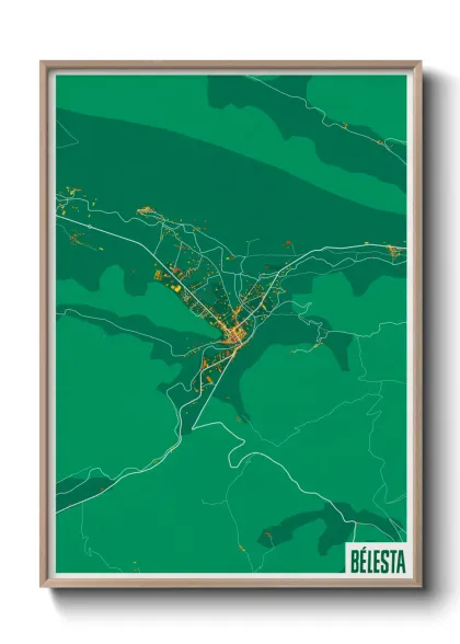 Une affiche de carte sur Bélesta