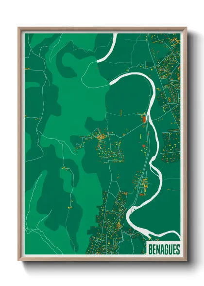 Une affiche de carte sur Benagues