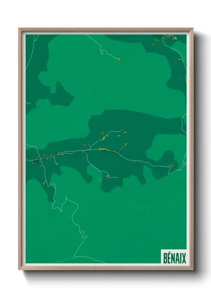 Une affiche de carte sur Bénaix