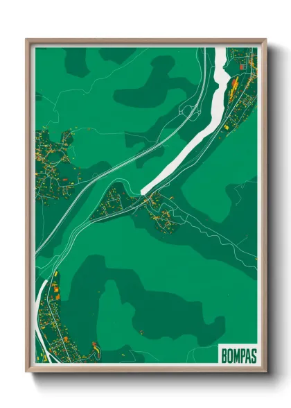 Une affiche de carte sur Bompas