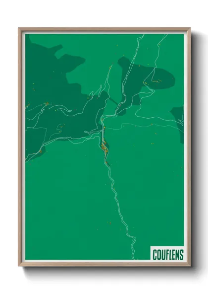 Une affiche de carte sur Couflens