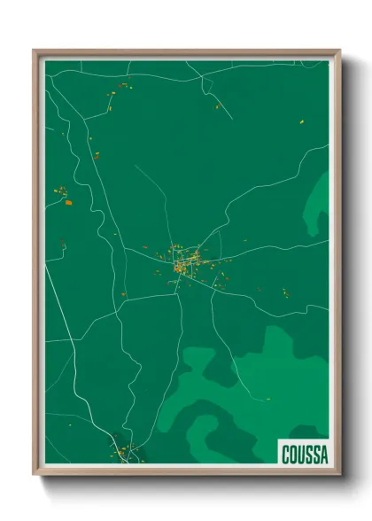 Une affiche de carte sur Coussa