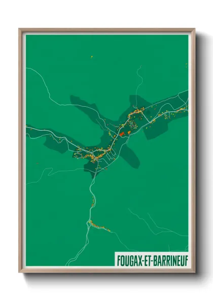 Une affiche de carte sur Fougax-et-Barrineuf