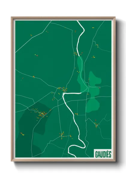 Une affiche de carte sur Gaudiès