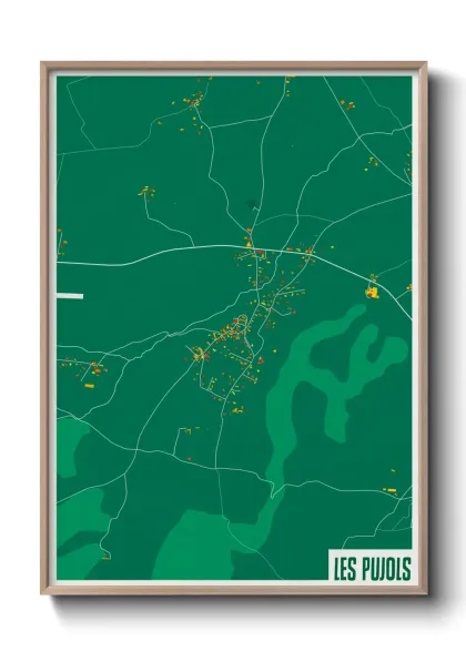 Une affiche de carte sur Les Pujols