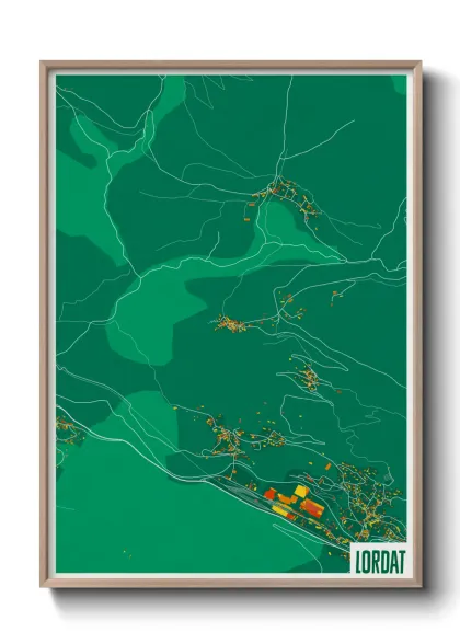 Une affiche de carte sur Lordat