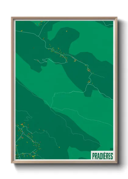 Une affiche de carte sur Pradières
